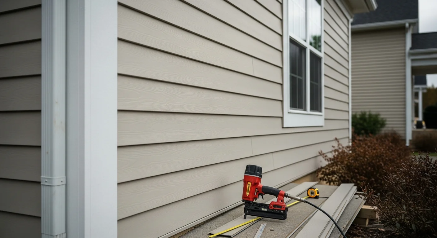 New vinyl siding installed on residential home exterior