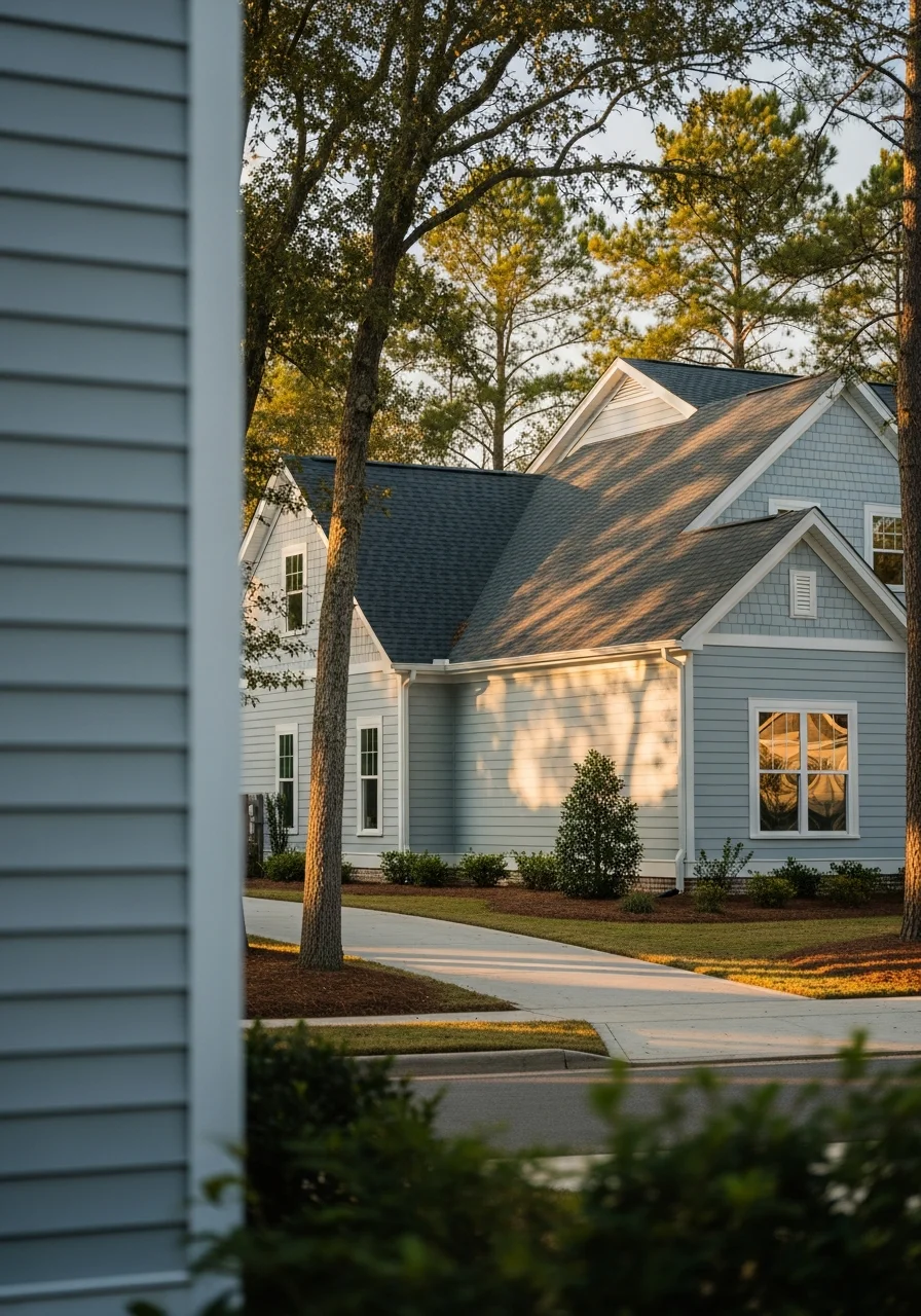Residential homes in Milton Delaware with coastal architecture and mature landscaping