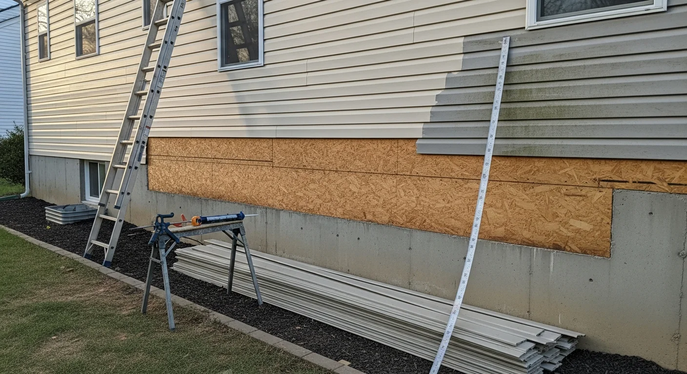 A Dover, DE home with newly installed replacement siding showing clean panel alignment, tight seams, and finished trim around windows. The exterior reflects a complete siding replacement completed by Delmar Roofing and Siding.